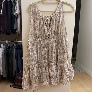 Boho Paisley Mini Dress/Night Dress in Cream and Brown